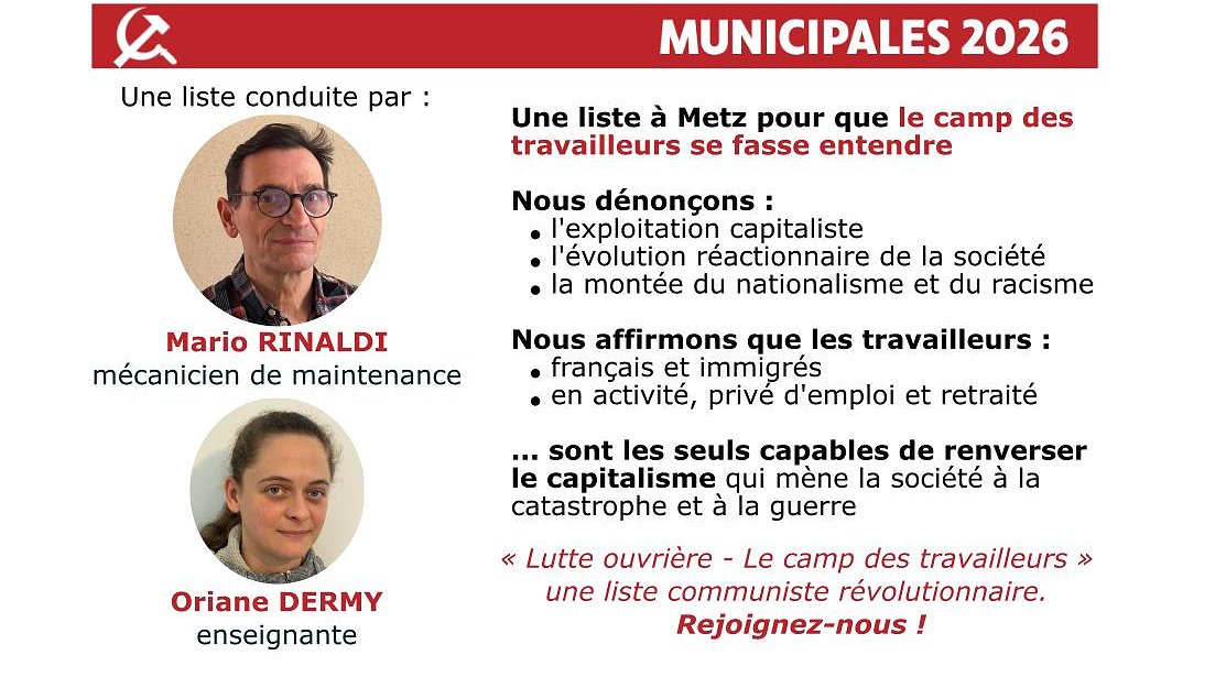 Illustration - Comme dans 240 villes en France, une liste Lutte ouvrière à Metz