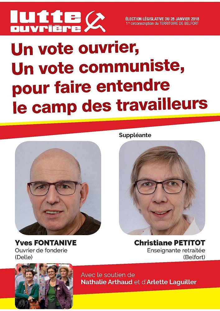 Circulaire aux électeurs - Election partielle du 28 janvier 2018 - 1ère Cir. du Territoire de Belfort