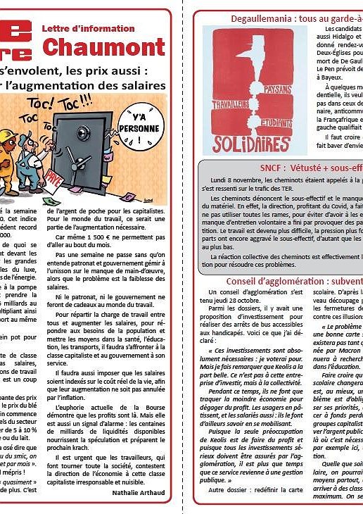 Lettre d'information Lutte ouvrière Chaumont (vendredi 12 novembre 2021)