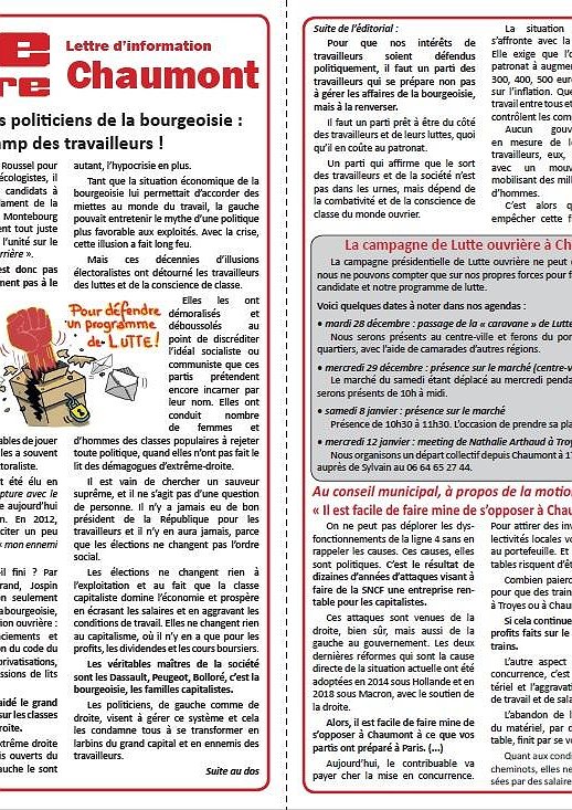 Illustration - Lettre d'information Lutte ouvrière Chaumont (jeudi 23 décembre 2021)