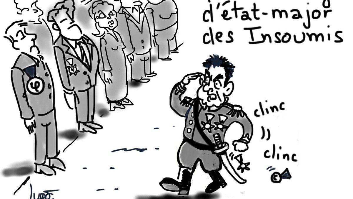 Illustration - Mélenchon au garde à vous