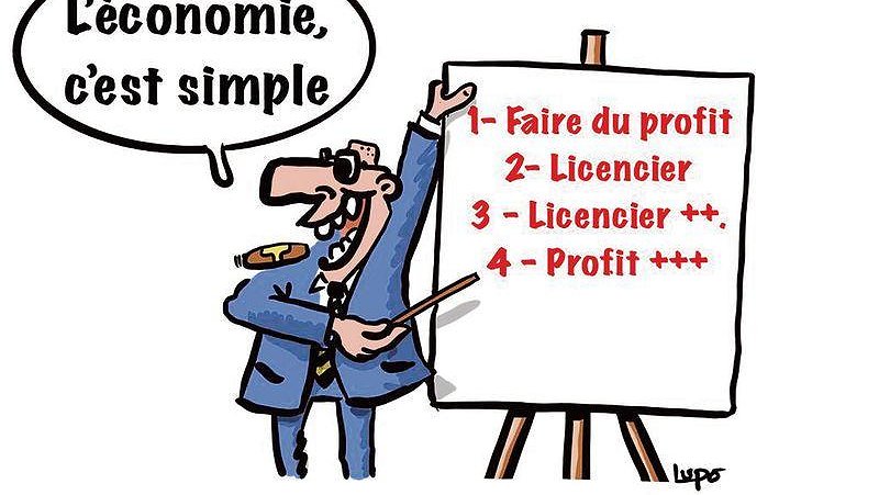 Illustration - des cadeaux aux patrons  sur le dos des chômeurs