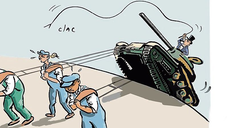 Illustration - Non aux sacrifices pour les profits des capitalistes et des marchands de canons !